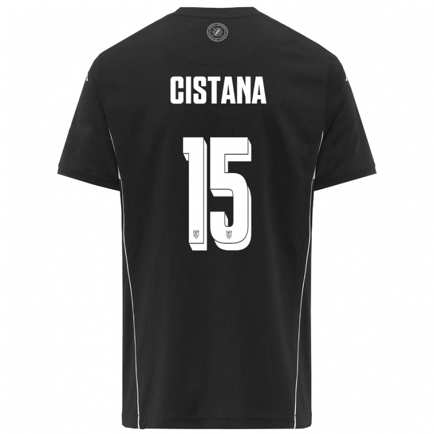 ילדים Andrea Cistana #15 שחור לבן הרחק ג'רזי 2025/26 חולצה קצרה