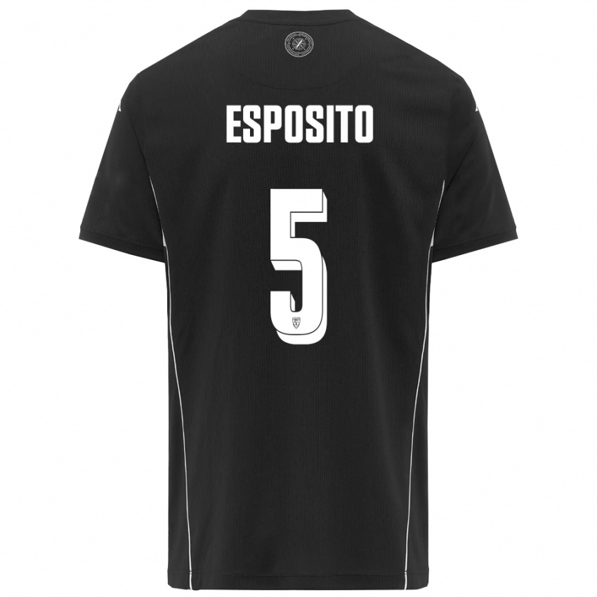 ילדים Salvatore Esposito #5 שחור לבן הרחק ג'רזי 2025/26 חולצה קצרה