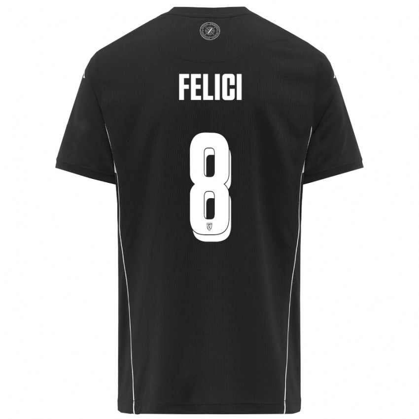 ילדים Giuseppe Felici #8 שחור לבן הרחק ג'רזי 2025/26 חולצה קצרה