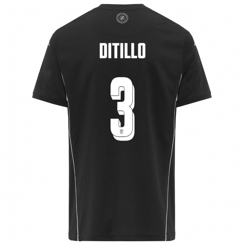 ילדים Luigi Ditillo #3 שחור לבן הרחק ג'רזי 2025/26 חולצה קצרה