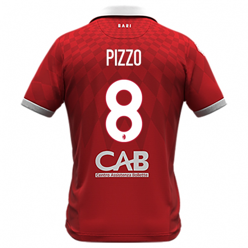 ילדים Benedetto Pizzo #8 אדום לבן הרחק ג'רזי 2025/26 חולצה קצרה