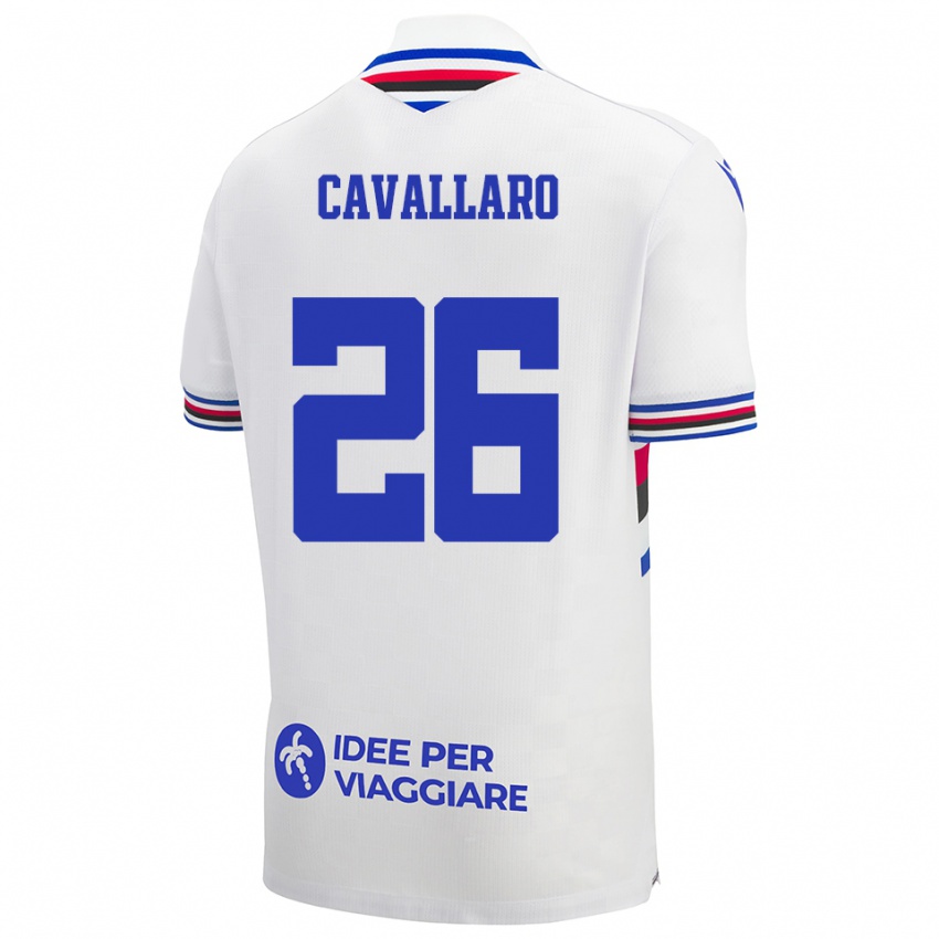 ילדים Michele Cavallaro #26 לבן כחול אדום הרחק ג'רזי 2025/26 חולצה קצרה