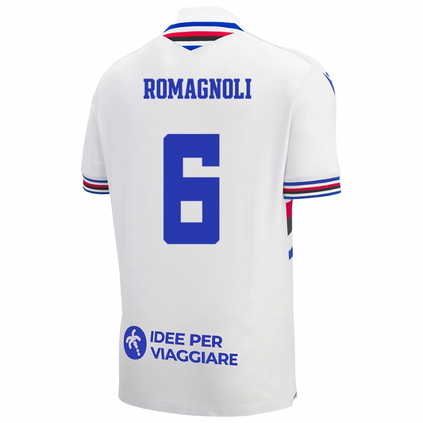 ילדים סימונה רומניולי #6 לבן כחול אדום הרחק ג'רזי 2025/26 חולצה קצרה