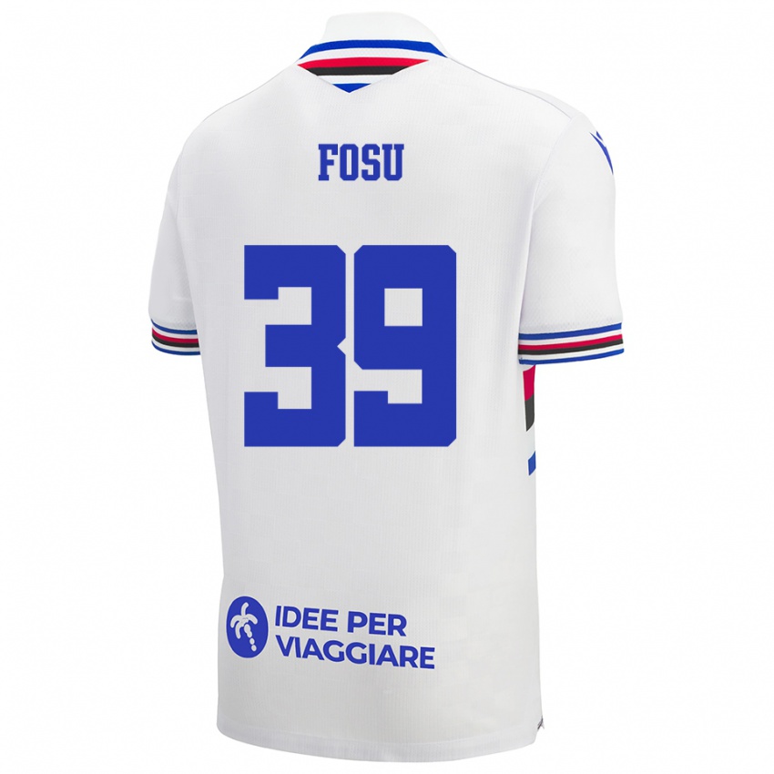 ילדים Michael Fosu #39 לבן כחול אדום הרחק ג'רזי 2025/26 חולצה קצרה