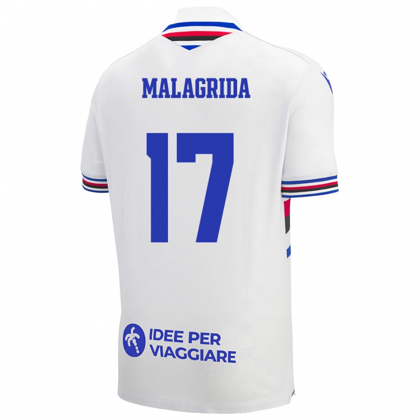 ילדים לורנצו מלגרידה #17 לבן כחול אדום הרחק ג'רזי 2025/26 חולצה קצרה