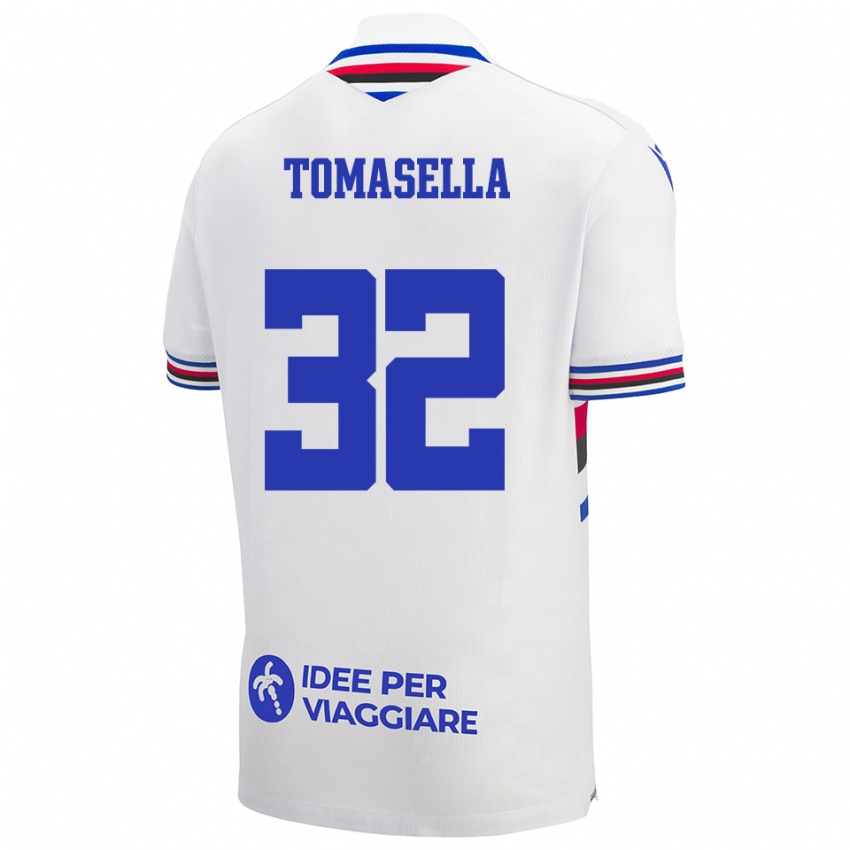 ילדים מטיה טומסלה #32 לבן כחול אדום הרחק ג'רזי 2025/26 חולצה קצרה