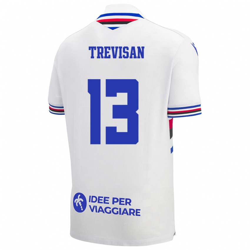 ילדים Davide Trevisan #13 לבן כחול אדום הרחק ג'רזי 2025/26 חולצה קצרה