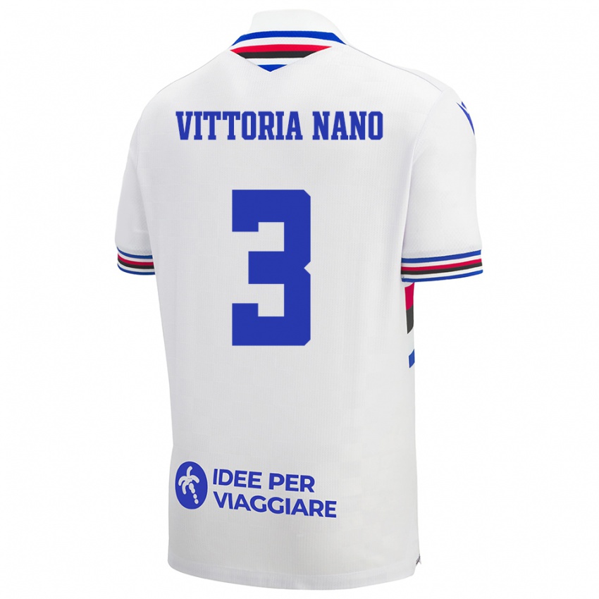 ילדים Maria Vittoria Nano #3 לבן כחול אדום הרחק ג'רזי 2025/26 חולצה קצרה