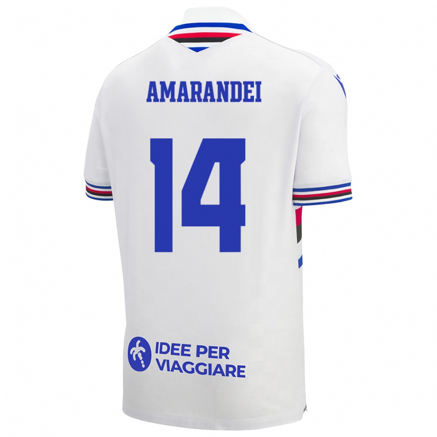 ילדים Ștefan Amarandei #14 לבן כחול אדום הרחק ג'רזי 2025/26 חולצה קצרה