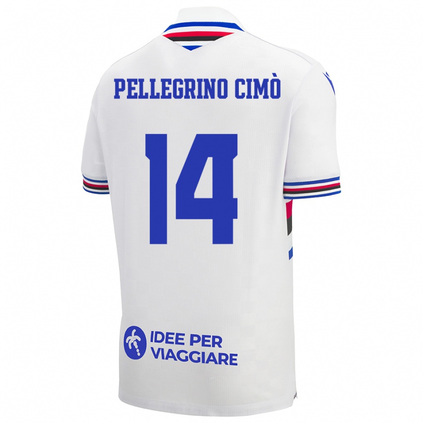ילדים Giada Pellegrino Cimò #14 לבן כחול אדום הרחק ג'רזי 2025/26 חולצה קצרה