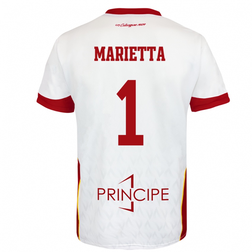 ילדים Christian Marietta #1 לבן אדום הרחק ג'רזי 2025/26 חולצה קצרה