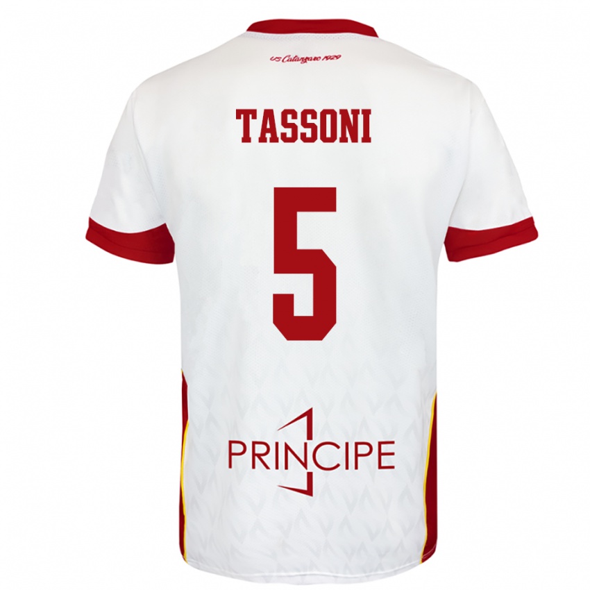 ילדים Raul Tassoni #5 לבן אדום הרחק ג'רזי 2025/26 חולצה קצרה