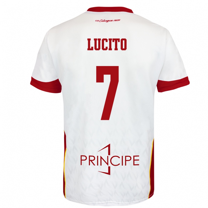 ילדים Adriano Lucito #7 לבן אדום הרחק ג'רזי 2025/26 חולצה קצרה