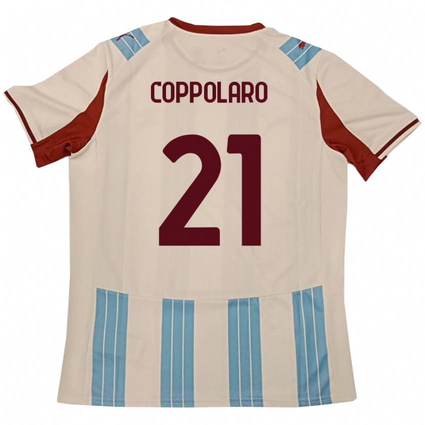 ילדים מאורו קופולארו #21 תכלת לבן הרחק ג'רזי 2025/26 חולצה קצרה