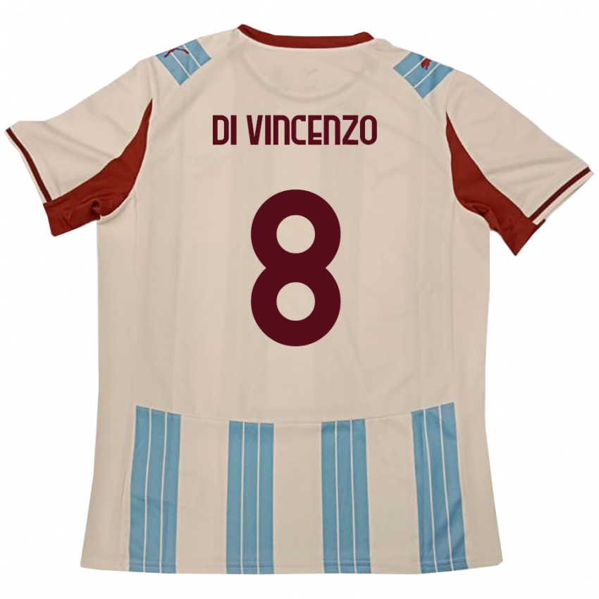 ילדים Edoardo Di Vincenzo #8 תכלת לבן הרחק ג'רזי 2025/26 חולצה קצרה