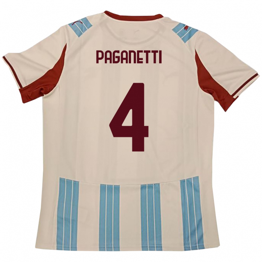 ילדים Giacomo Paganetti #4 תכלת לבן הרחק ג'רזי 2025/26 חולצה קצרה