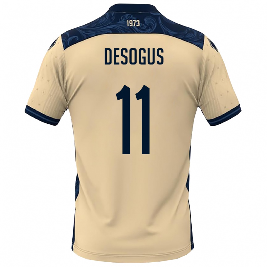 ילדים Jacopo Desogus #11 לבן כחול נייבי הרחק ג'רזי 2025/26 חולצה קצרה