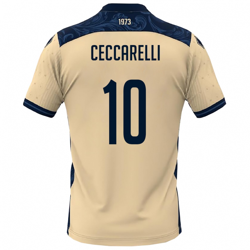 ילדים Andrea Ceccarelli #10 לבן כחול נייבי הרחק ג'רזי 2025/26 חולצה קצרה