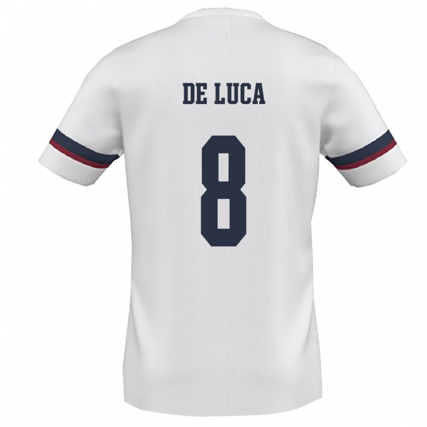 ילדים Sergio De Luca #8 לבן אדום הרחק ג'רזי 2025/26 חולצה קצרה