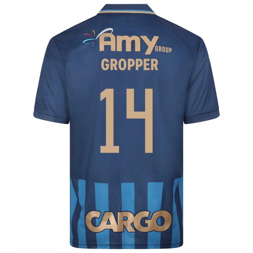 ילדים דני גרופר #14 כחול נייבי כחול הרחק ג'רזי 2025/26 חולצה קצרה