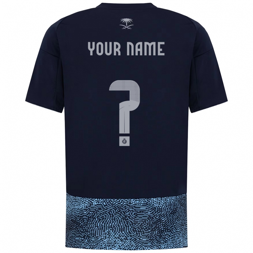 ילדים השם שלך #0 כחול נייבי תכלת הרחק ג'רזי 2025/26 חולצה קצרה