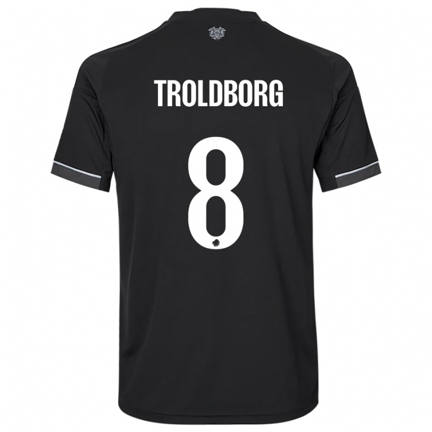 ילדים פרדריקה טרולדבורג #8 שחור לבן הרחק ג'רזי 2025/26 חולצה קצרה