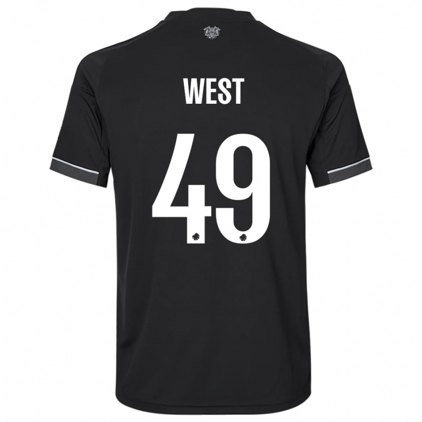 ילדים Liam West #49 שחור לבן הרחק ג'רזי 2025/26 חולצה קצרה