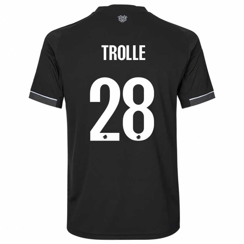 ילדים Frederikke Trolle #28 שחור לבן הרחק ג'רזי 2025/26 חולצה קצרה