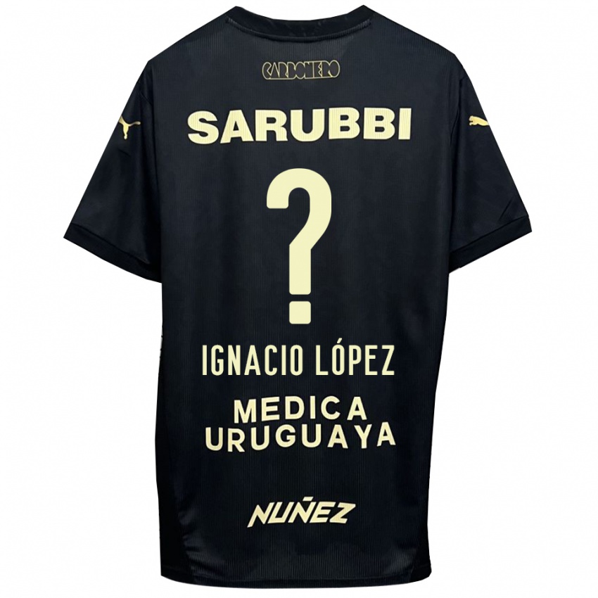 ילדים Ignacio López #0 שחור זהב הרחק ג'רזי 2025/26 חולצה קצרה