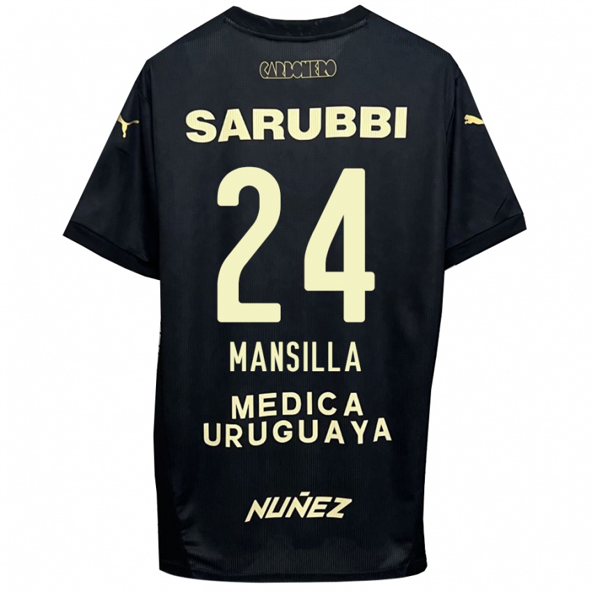 ילדים בריאן מנסילה #24 שחור זהב הרחק ג'רזי 2025/26 חולצה קצרה