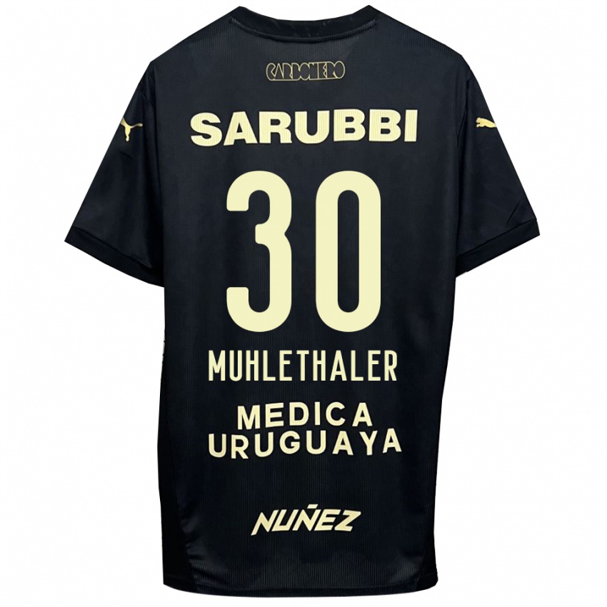 ילדים Stiven Muhlethaler #30 שחור זהב הרחק ג'רזי 2025/26 חולצה קצרה