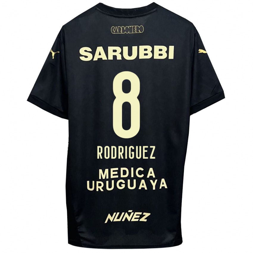ילדים סבסטיאן רודריגס #8 שחור זהב הרחק ג'רזי 2025/26 חולצה קצרה