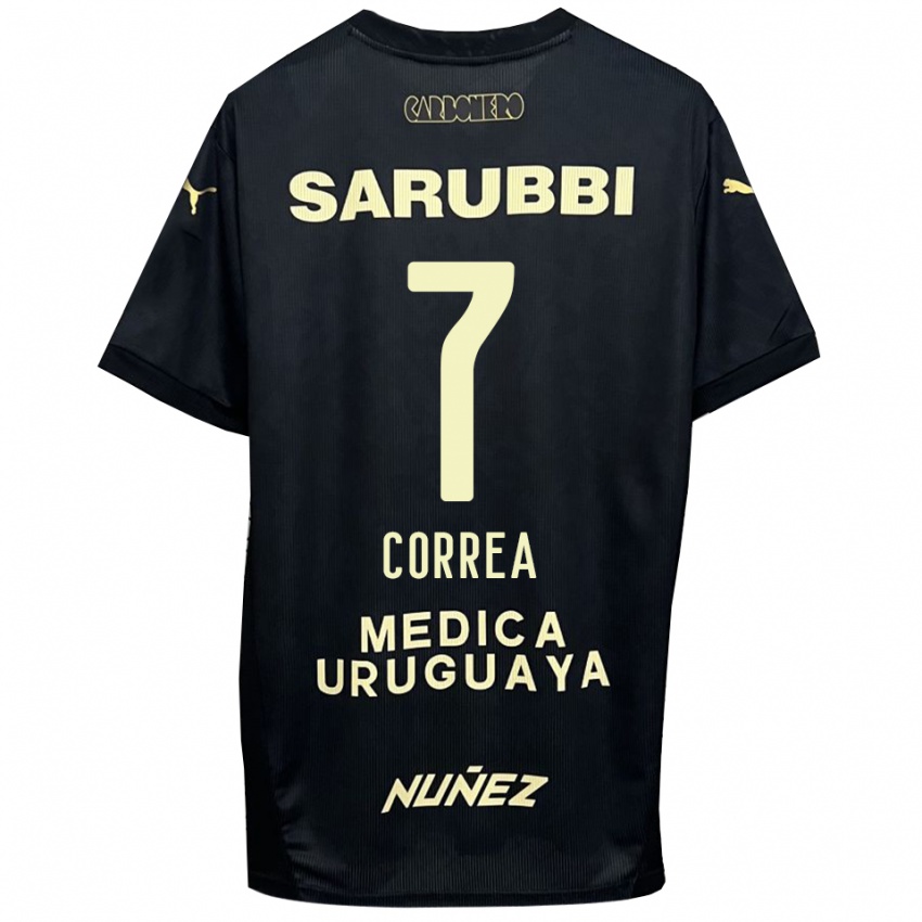 ילדים Franco Correa #7 שחור זהב הרחק ג'רזי 2025/26 חולצה קצרה