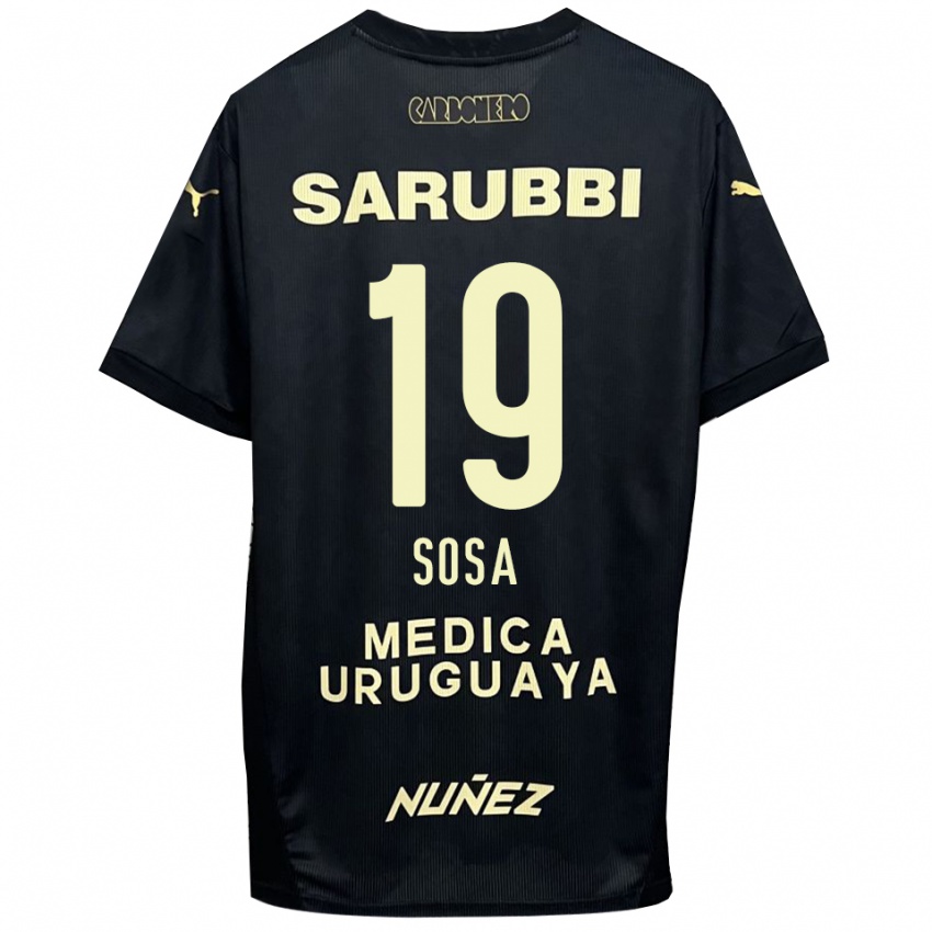 ילדים Diego Sosa #19 שחור זהב הרחק ג'רזי 2025/26 חולצה קצרה