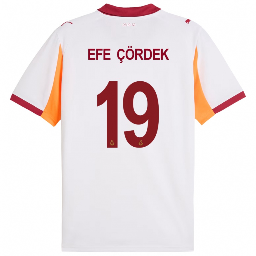 ילדים Ali Efe Çördek #19 לבן אדום הרחק ג'רזי 2025/26 חולצה קצרה