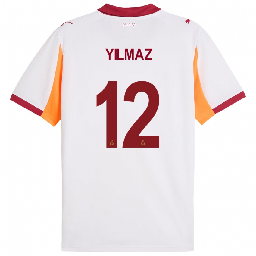 ילדים ארדה יאקופ יילמאז #12 לבן אדום הרחק ג'רזי 2025/26 חולצה קצרה