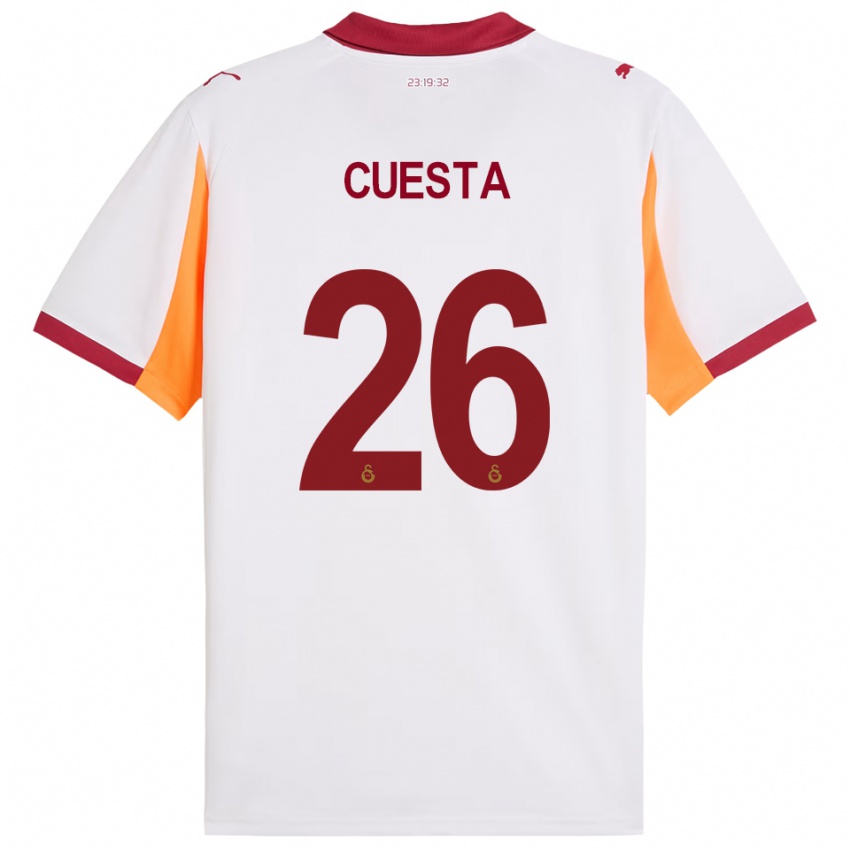 ילדים Carlos Cuesta #26 לבן אדום הרחק ג'רזי 2025/26 חולצה קצרה
