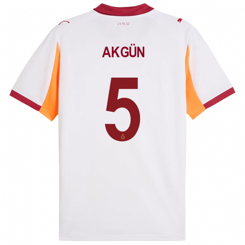 ילדים Cihan Akgün #5 לבן אדום הרחק ג'רזי 2025/26 חולצה קצרה