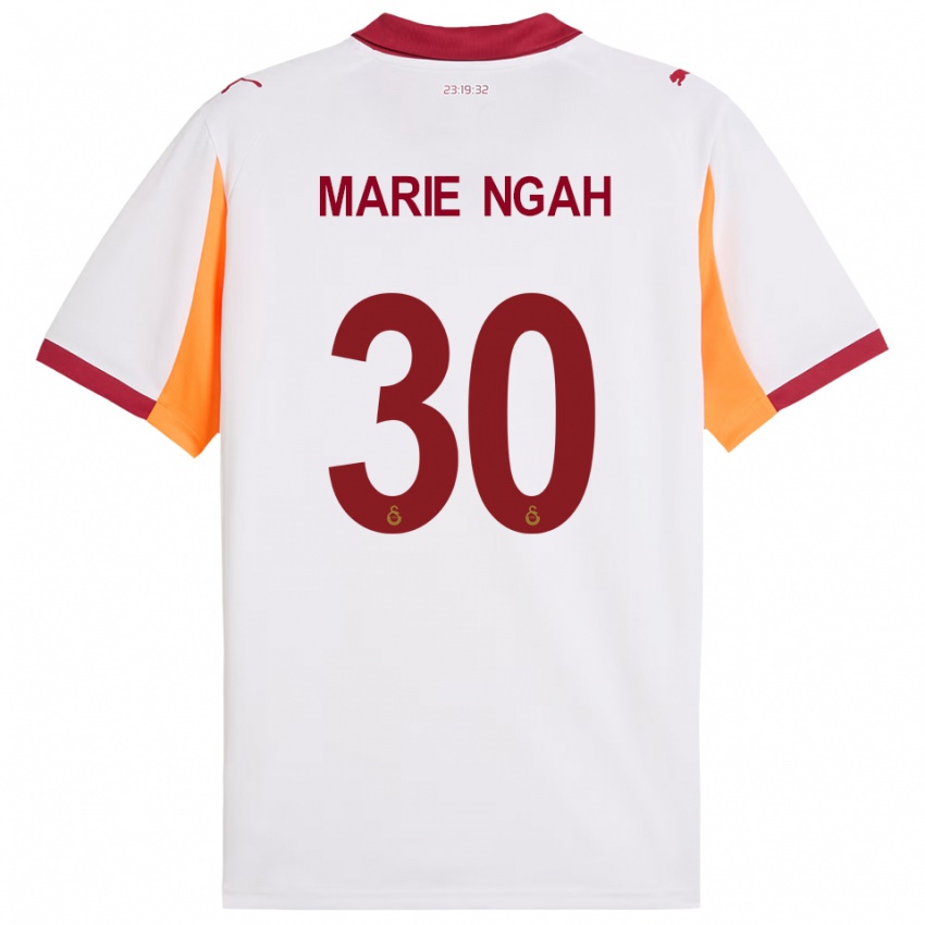 ילדים Marie Gisele Divine Ngah Manga #30 לבן אדום הרחק ג'רזי 2025/26 חולצה קצרה