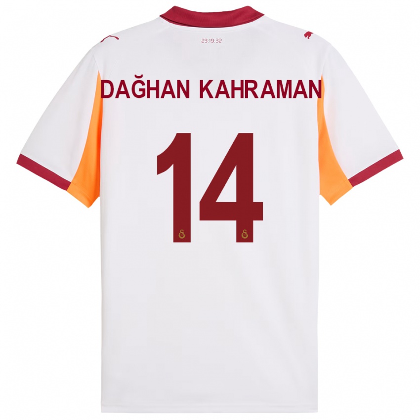 ילדים Yusuf Dağhan Kahraman #14 לבן אדום הרחק ג'רזי 2025/26 חולצה קצרה