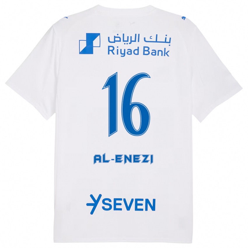 ילדים Manar Al-Enezi #16 לבן כחול הרחק ג'רזי 2025/26 חולצה קצרה