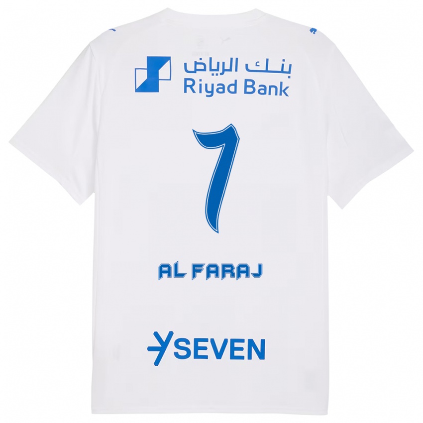ילדים סלמאן אל-פרג' #7 לבן כחול הרחק ג'רזי 2025/26 חולצה קצרה