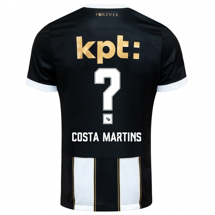 ילדים איוואן קוסטה מרטינס #0 שחור לבן הרחק ג'רזי 2025/26 חולצה קצרה