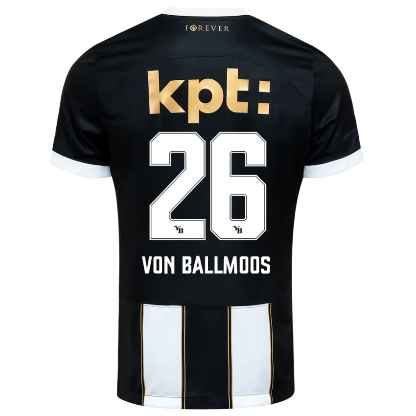 ילדים דויד פון באלמוס #26 שחור לבן הרחק ג'רזי 2025/26 חולצה קצרה
