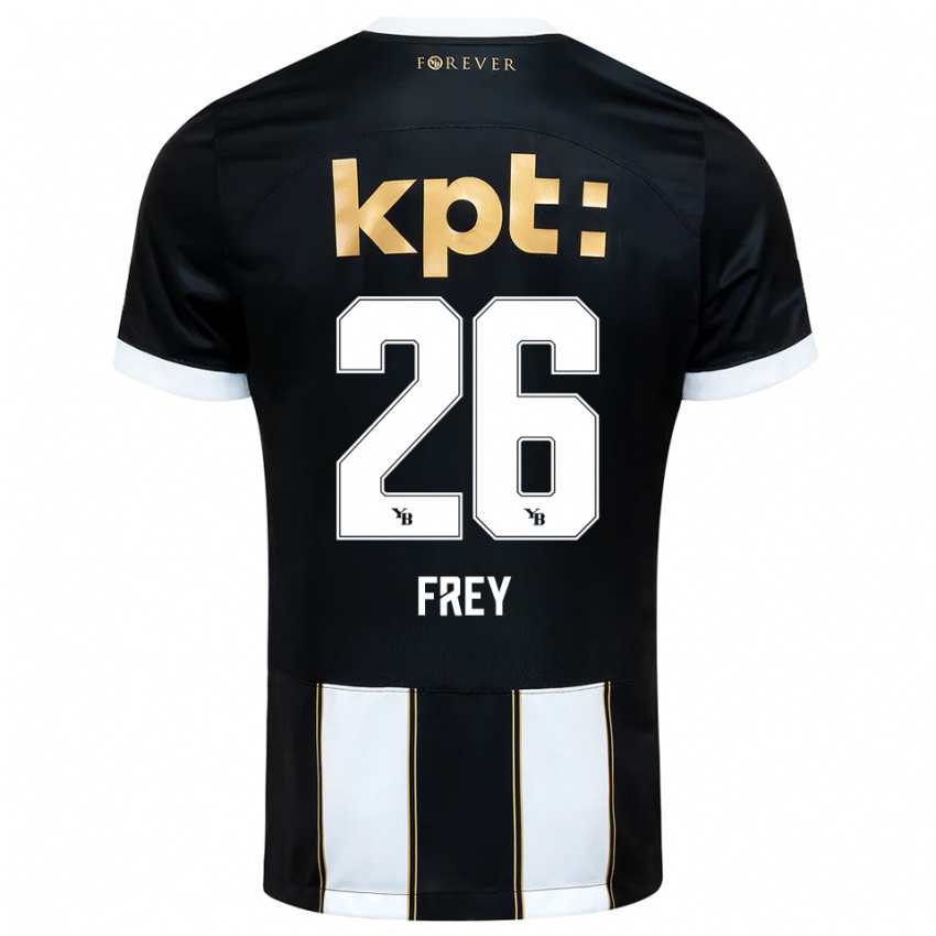 ילדים Laura Frey #26 שחור לבן הרחק ג'רזי 2025/26 חולצה קצרה