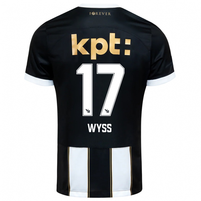 ילדים Ryan Wyss #17 שחור לבן הרחק ג'רזי 2025/26 חולצה קצרה