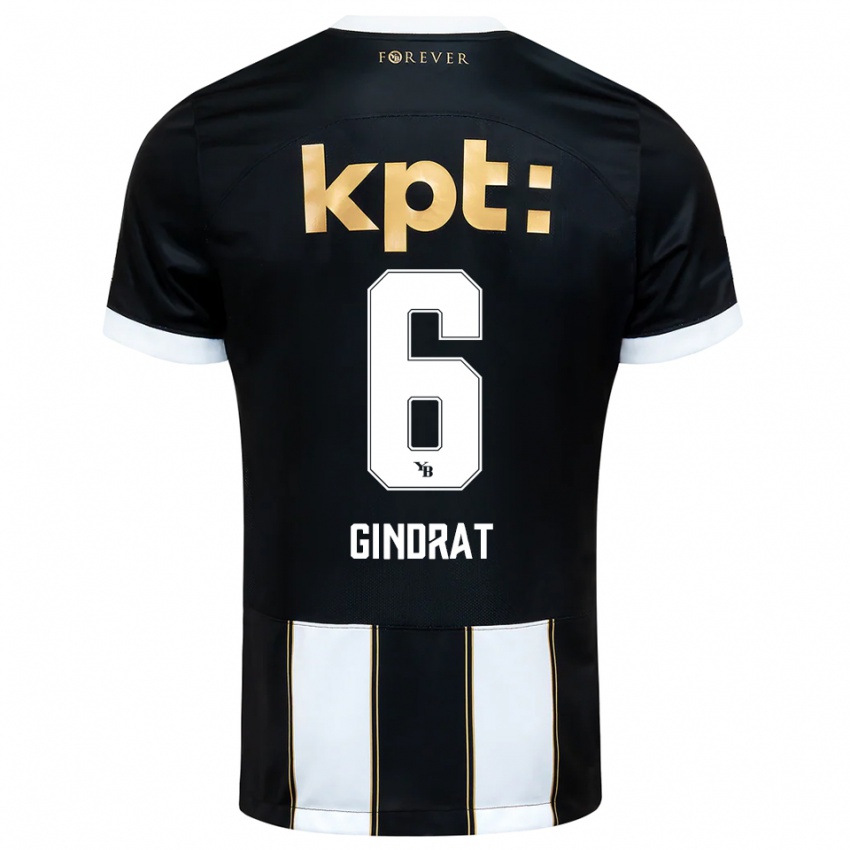 ילדים Evan Gindrat #6 שחור לבן הרחק ג'רזי 2025/26 חולצה קצרה