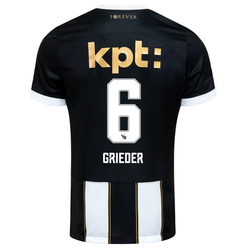 ילדים Lionel Grieder #6 שחור לבן הרחק ג'רזי 2025/26 חולצה קצרה