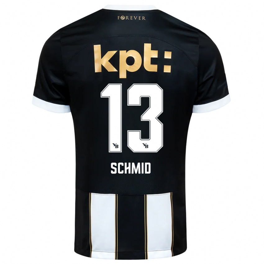 ילדים Benjamin Schmid #13 שחור לבן הרחק ג'רזי 2025/26 חולצה קצרה