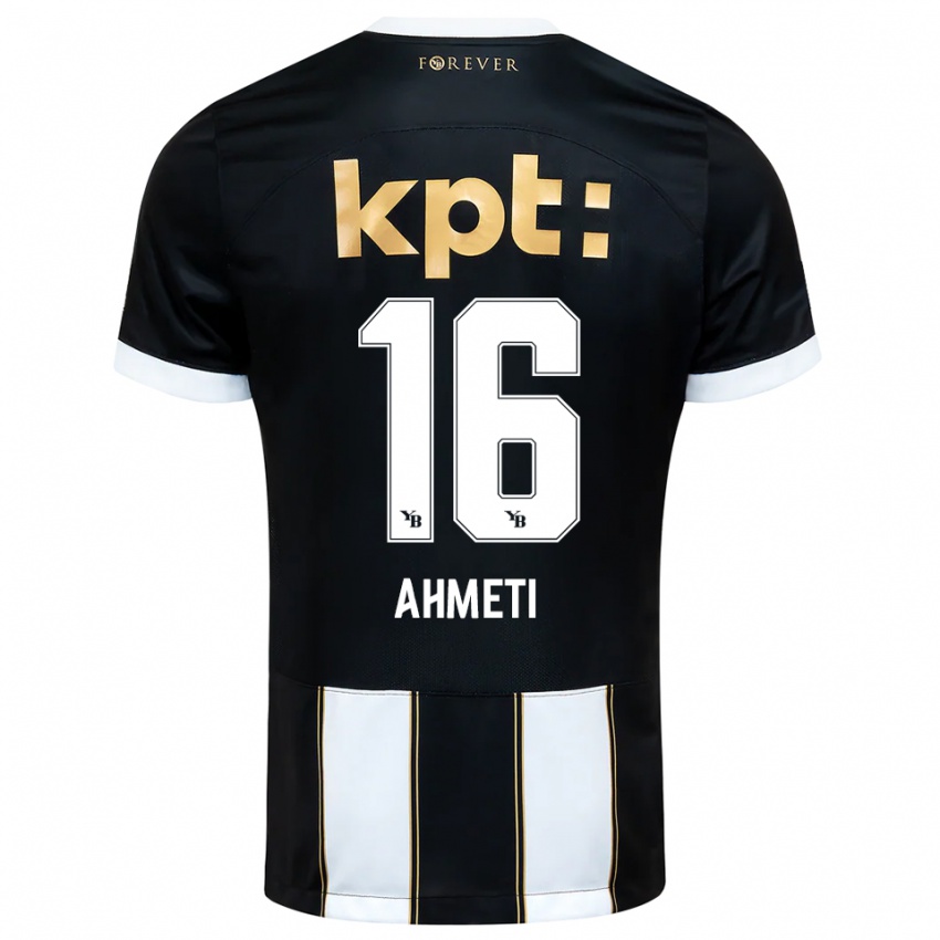 ילדים Donart Ahmeti #16 שחור לבן הרחק ג'רזי 2025/26 חולצה קצרה